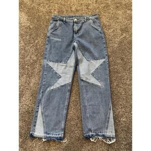 Romwe Denim Jeans With Star Size S Grunge Punk Hipster Los Angeles Y2K Style